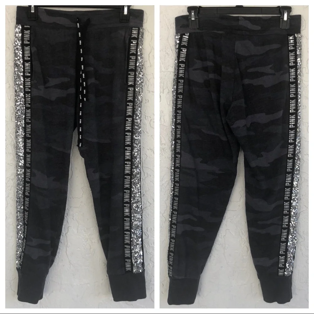 PINK VS Camouflage Glitter Bling Skinny Jogger Size Small